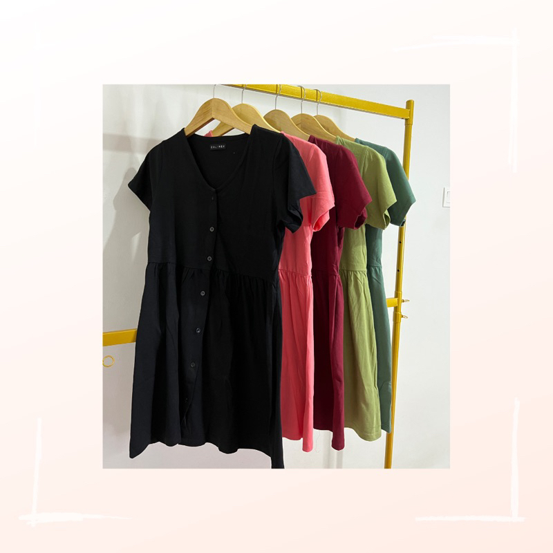 DRESS WANITA// FULL KANCING//KAOS ADEM//TEBAL