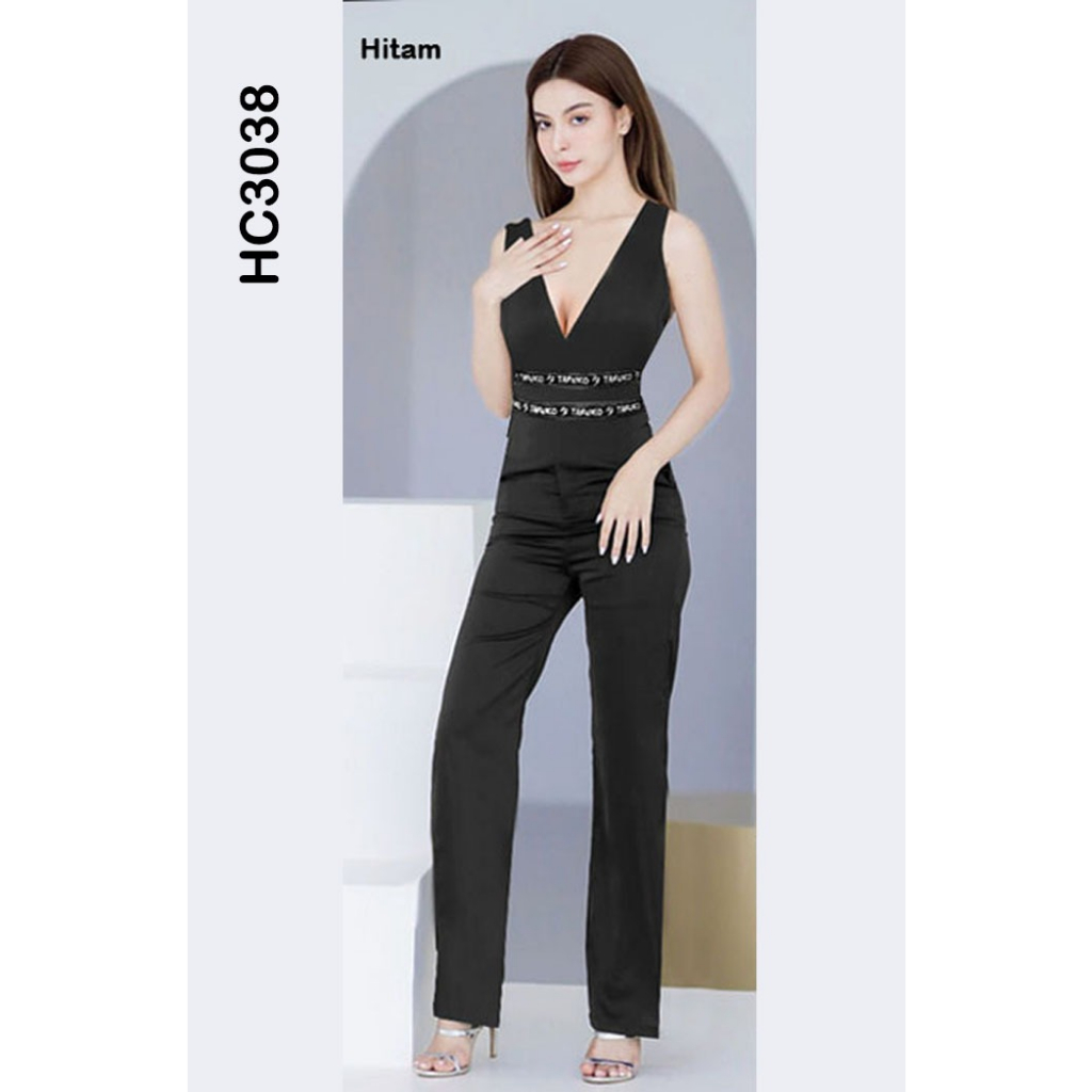 HC3038 Jumpsuit Celana Panjang Scuba Stretch / Jumpsuit Scuba / Jumpsuit Wanita / Jumpsuit Panjang / One Set Celana Panjang / Celana Wanita