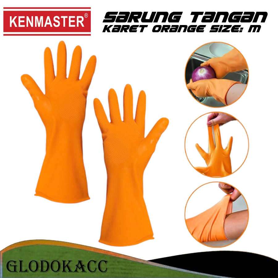 Sarung Tangan Karet Latex Orange - Kenmaster Sarung Tangan Cuci Piring - Industrial Gloves