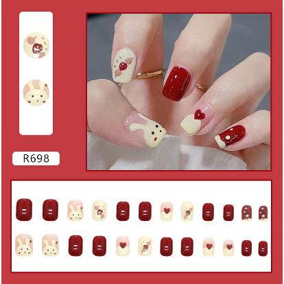 GEULIS Barbie Nails / KUKU PALSU CANTIK / 24PCS / 3D / NAIL ART /PREMIUM / CUTE / KANTOR / WEDDING