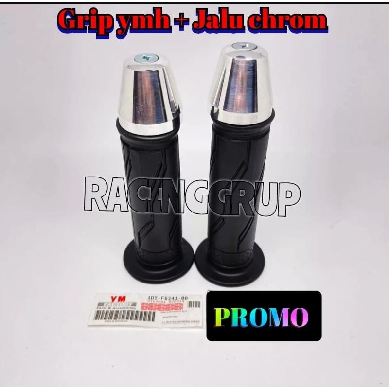 PROMO PAKET GRIP HANDGRIP MODEL YAMAHA PLUS JALU STANG CROME UNTUK SEMUA MOTOR