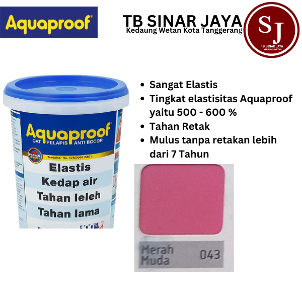 Cat Aquaproof Cat Pelapis Anti Bocor Kemasan 4kg - 043 Merah Muda