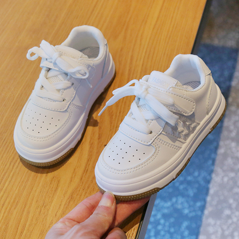 &quot;FREE BOX&quot; SIZE 21-35  Sepatu Sneakers Anak  Putih Motif Kepang Tali / Sepatu Anak Laki-laki Perempuan Casual Trendy LV0308