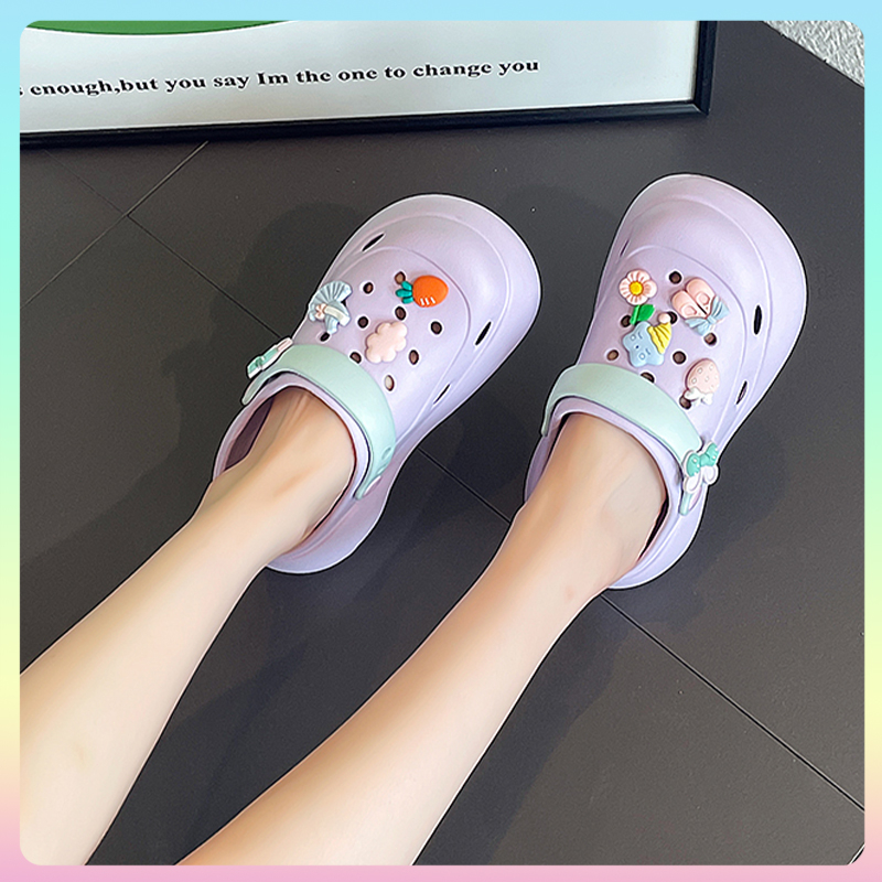 Sandal Jelly Wanita Baim Wedges Import Lucu Sendal Baim Tinggi 2023 Kesehatan EVA Sandal Kodok Crocs Original Murah