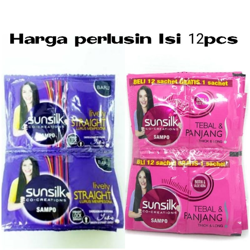 Sunsilk Shampoo Sachet Isi  9mL x 12pcs - Lively Straight / Tebal &amp; Panjang  Soft &amp; Shine 680ml / Shampo Melembutkan