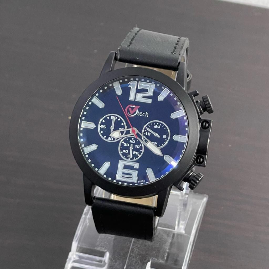 JAM TANGAN PRIA STRAP KULIT V-TECH Original VT-21