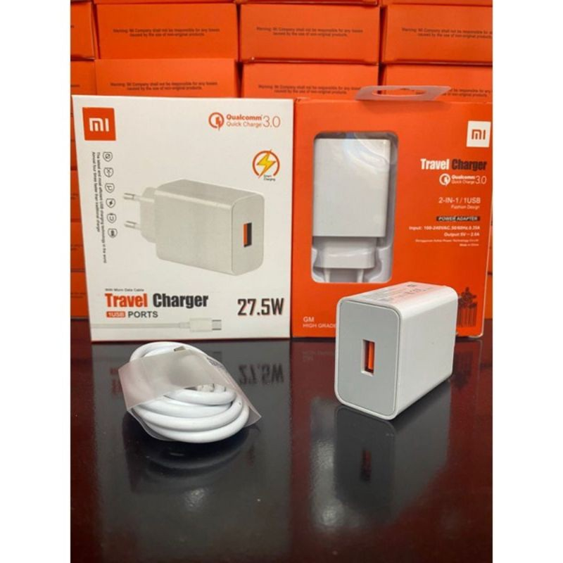 Charger Xiaomi Quick Charge Qualcomm 3.0 Fast Charging Original Plus Kabel Micro usb