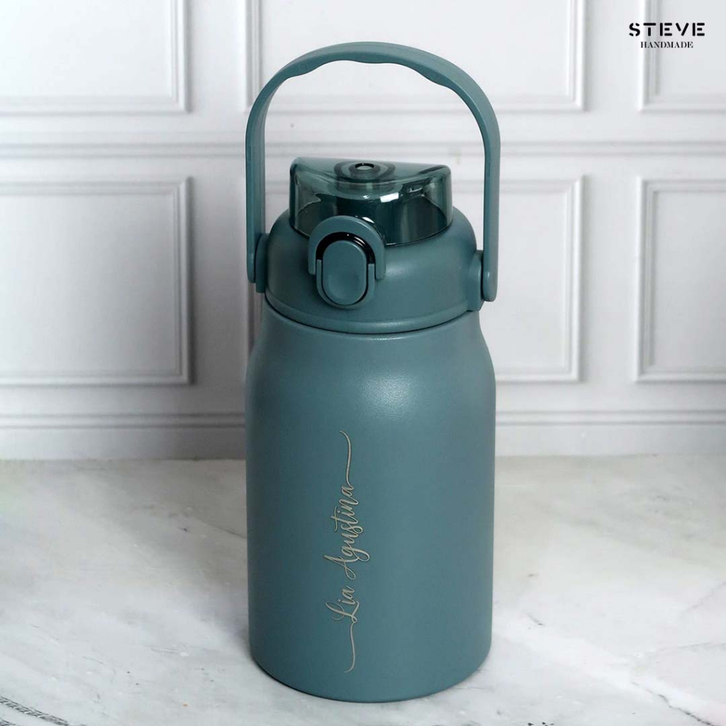Tumbler Jumbo Termos Air Sedotan Botol Minum Custom 800ml / 1200ml TM0808 TM0812 Hadiah Kado