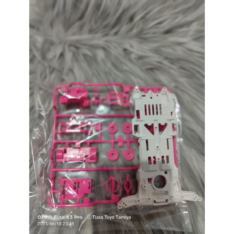 Tamiya Chassis Set Super 2 II / Casis S2 ABS Resin Putih + Gearbox pink