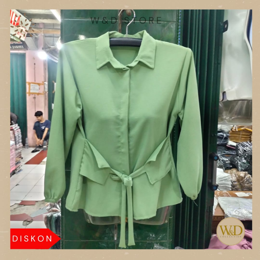 Kemeja Blouse wanita polos lengan panjang crincle airflow premium