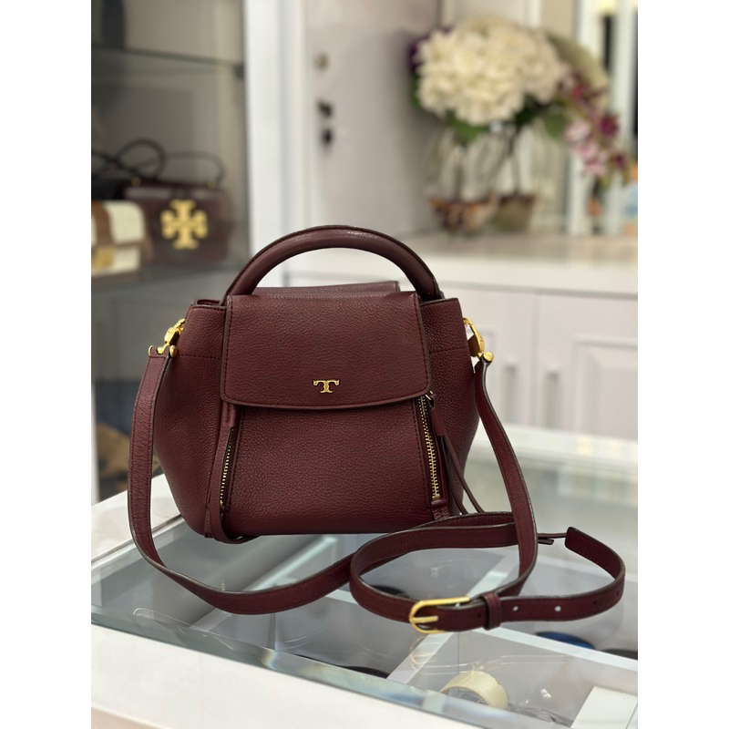 Tory Burch Half Moon Crossbody Sling Bags Maroon