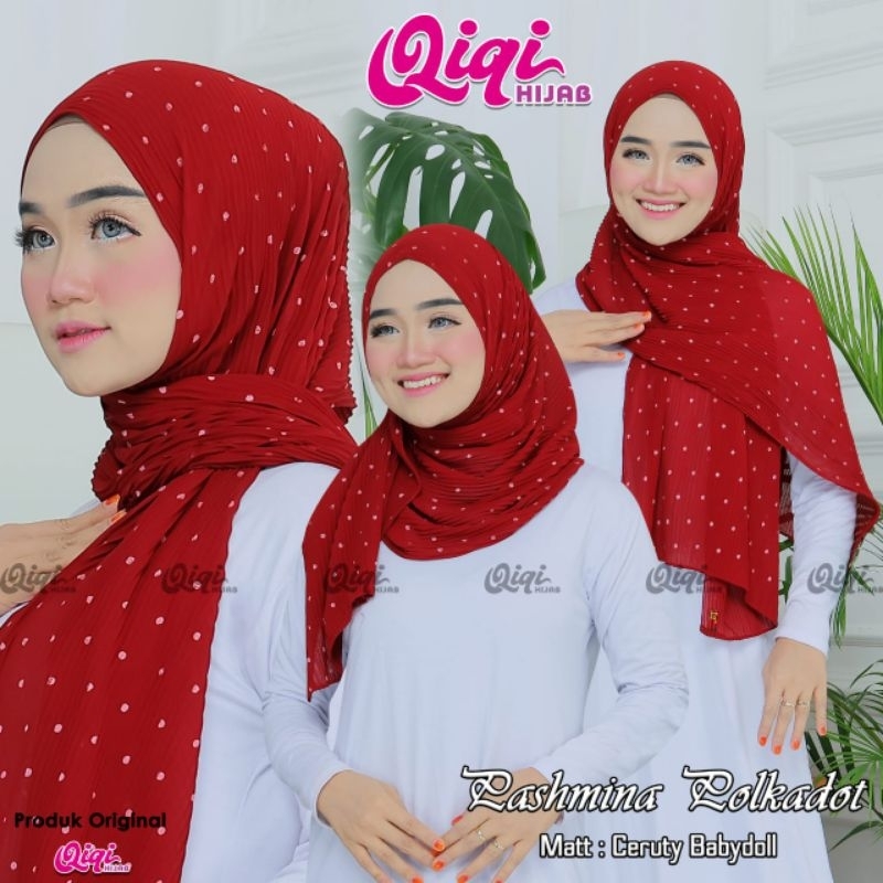 ( PASMINA PLISKET POLKADOT ) •pasmina plisket ceruty dewasa•motif polkadot