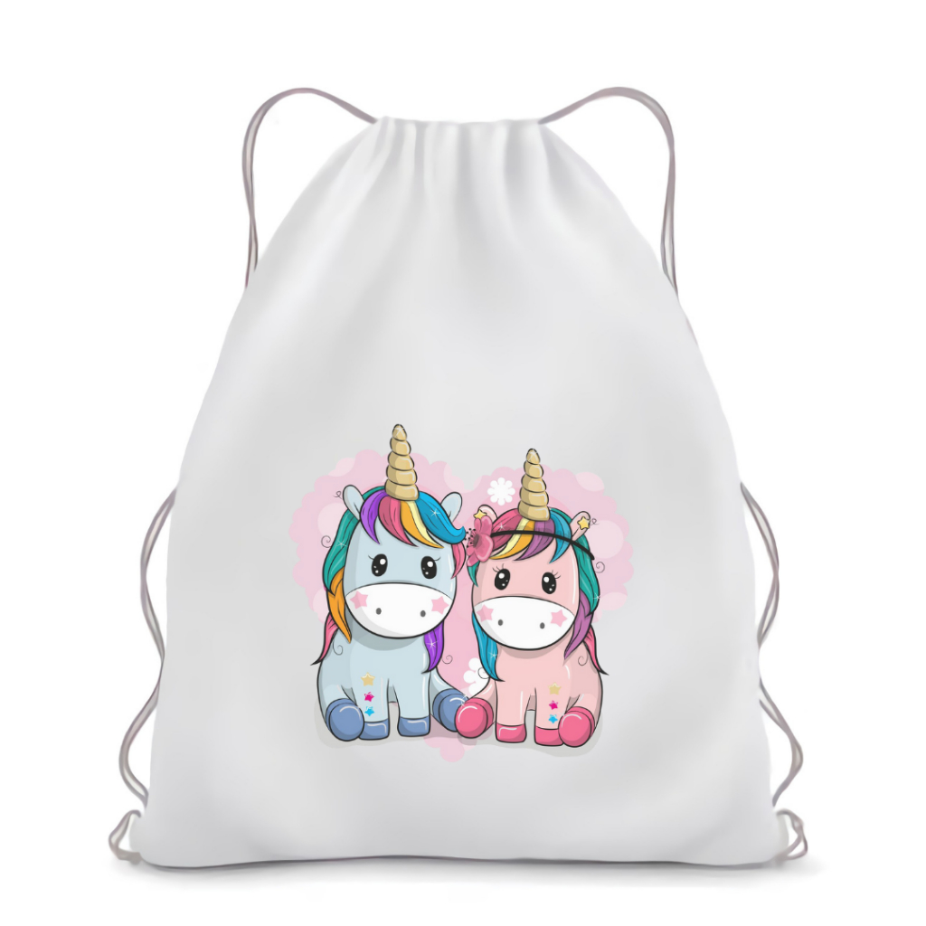 Stringbag Full Colour Twin Unicorn tas ransel serut drawstring sekolah kampus anak merchandise viral || Kiiyoomii ||