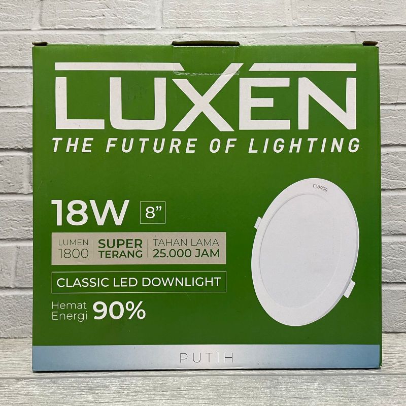 LUXEN CLASSIC DOWNLIGHT LED PANEL 18W INBOW IB BULAT TANAM DALAM PLAFON PUTIH COOL DAYLIGHT 6500K KUNING WARM WHITE 3000K NATURAL SEMU 4000K BERGARANSI 1 TAHUN BAGUS KUALITAS TERJAMIN
