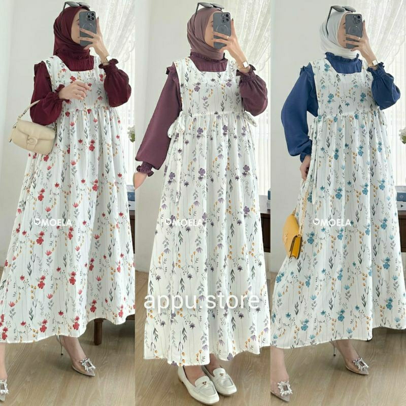 Cimas Deuni Kolsi Lelva Nifin Niyam Set Midi By Moela Berlabel / Midi Dress Wanita Kekinian Jumbo Cr