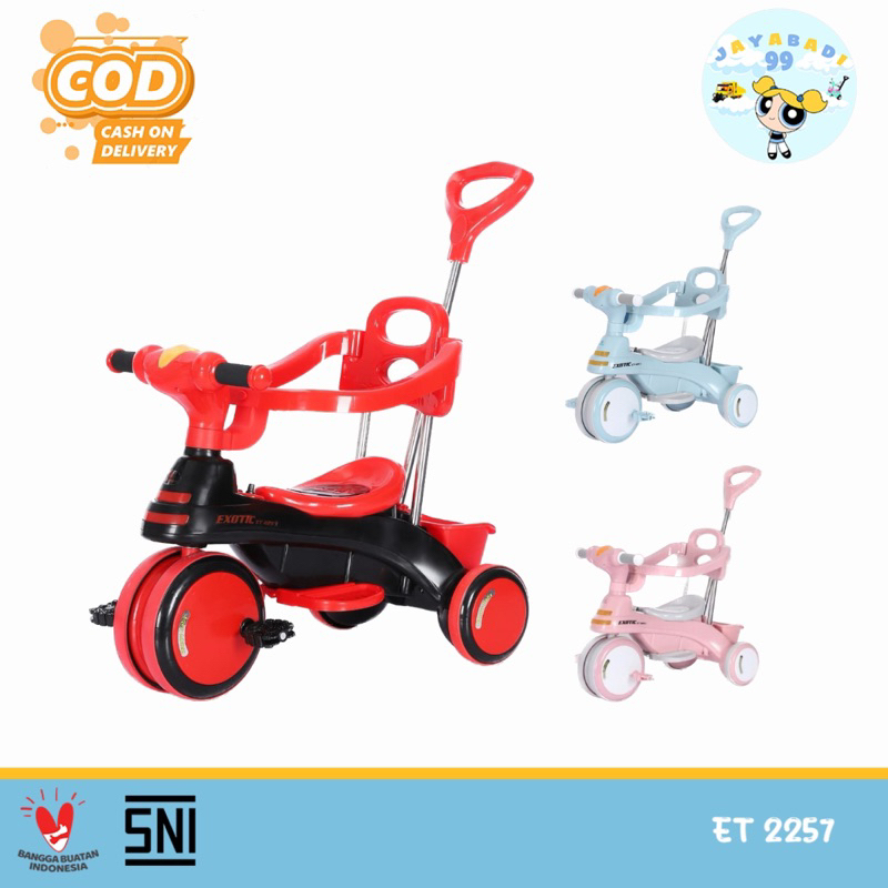 exotic et 2257 sepeda anak dorongan besi tricycle sepeda ajak bayi lucu