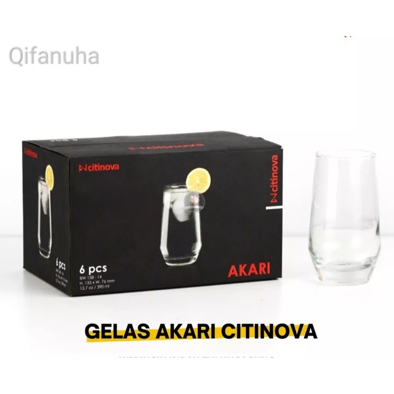 QIFAHOMEART CITINOVA SIENA/ AKARI1 SET (ISI 6) GELAS KACA AESTHETIC GELAS TINGGI GELAS JUS GELAS