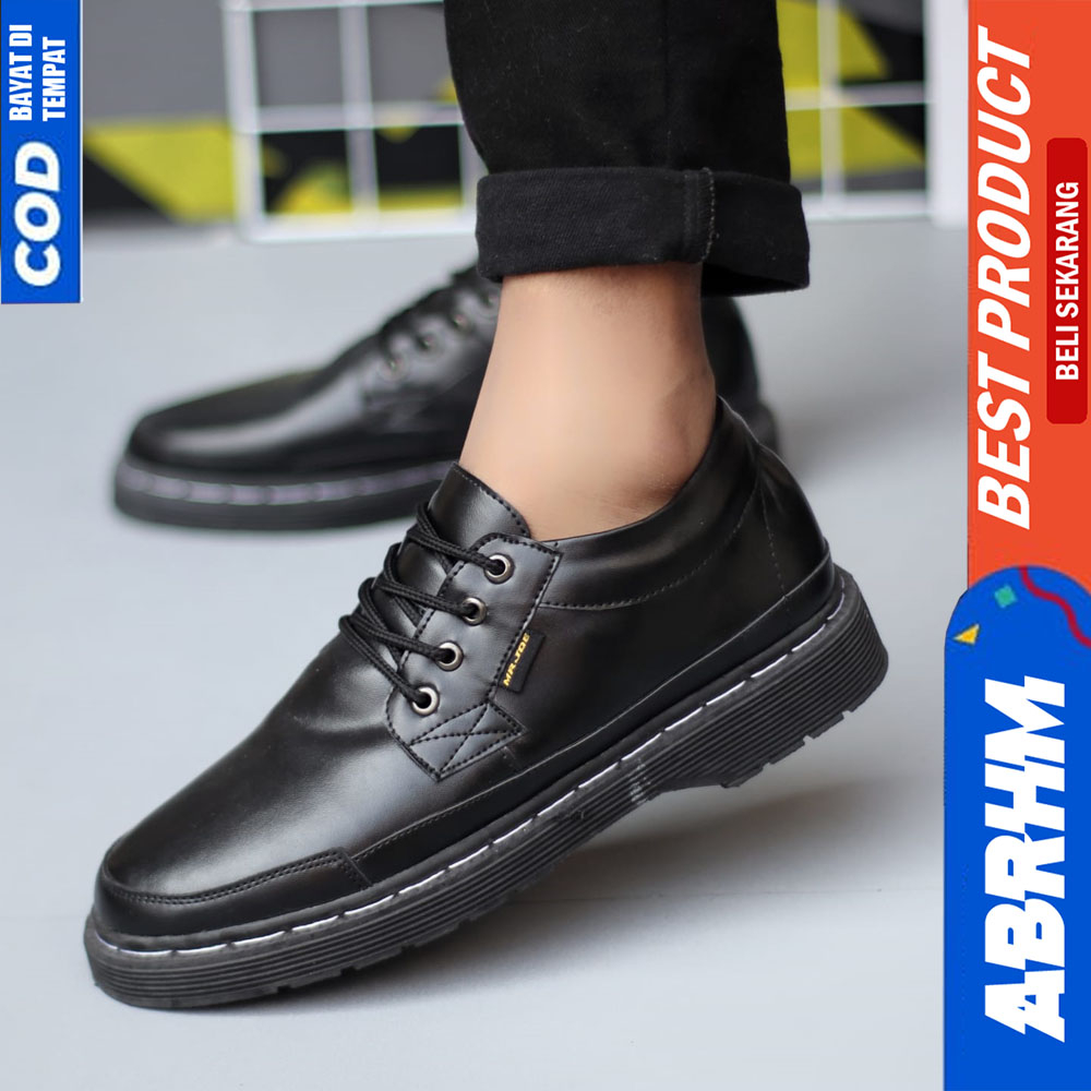 ABRHM Sepatu Pantofel Docmart Formal Hitam Kerja Pria