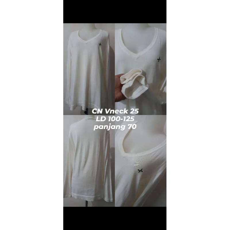 PL Kaos Wanita/Cewek Lengan Panjang leher Vneck