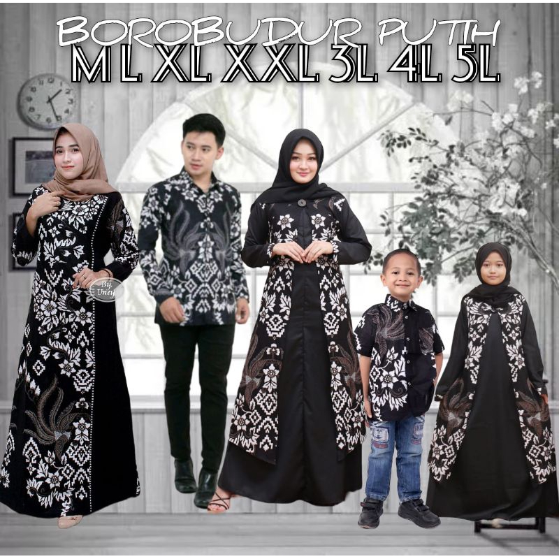 GAMIS LD 110 120 130 COUPLE SARIMBIT KEMEJA BATIK PUTIH KOMBINASI POLOS JUMBO XXXXXL