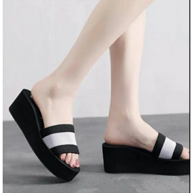 Sandal wanita kekinian sendal wedges Selop kombinasi