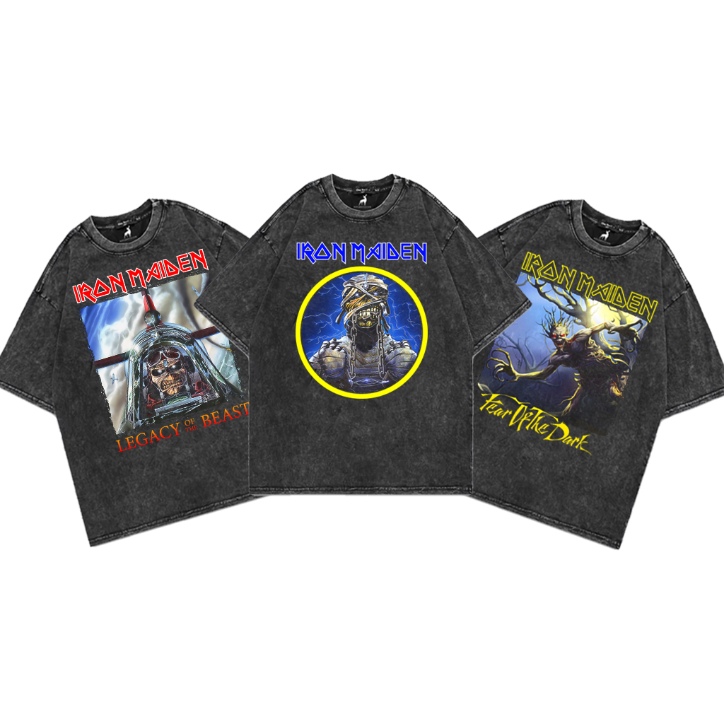 PolarVision T-Shirt Washed Oversize Band Iron Maiden