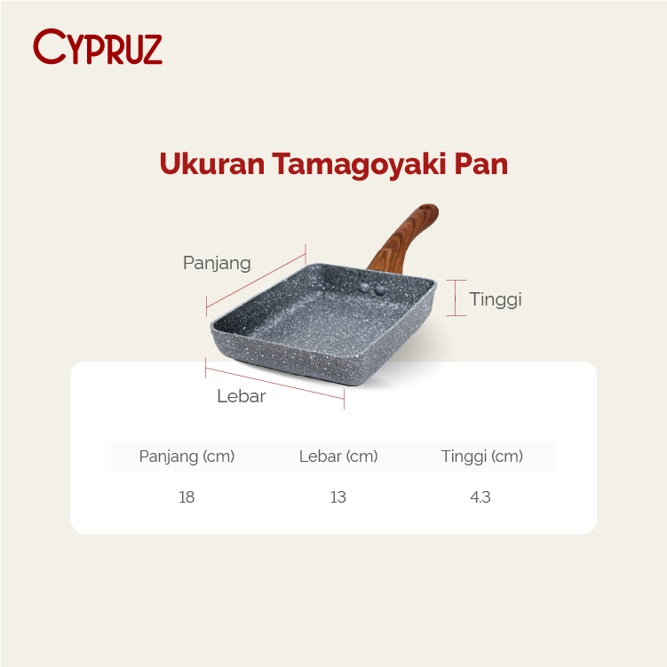 fry Cypruz Tamagoyaki Panci Wajan Penggorengan Telur Anti Lengket Grey Marble Series frypan kotak frypan batu granite