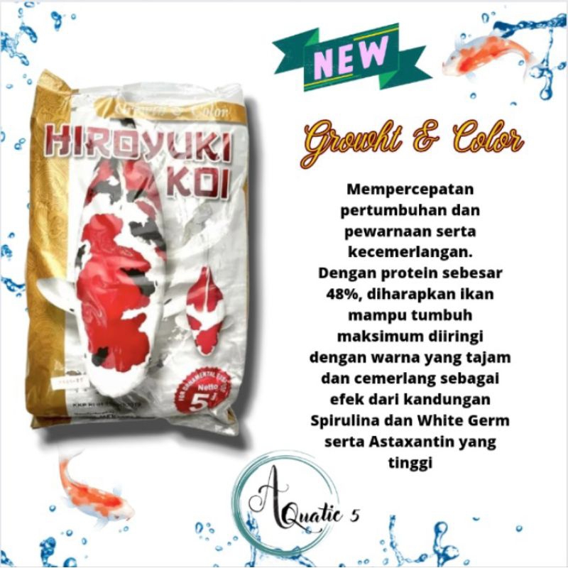 Makanan Ikan Hias HIROYUKI KOI GROWHT &amp; COLOR 5KG