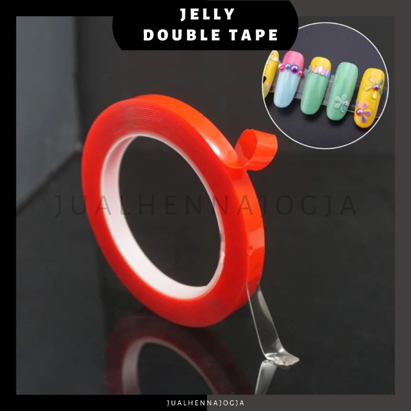 JELLY DOBLE TAPE FAKE NAIL ART kuku palsu selotip solasi dobeltape nail art perekat untuk menempel k