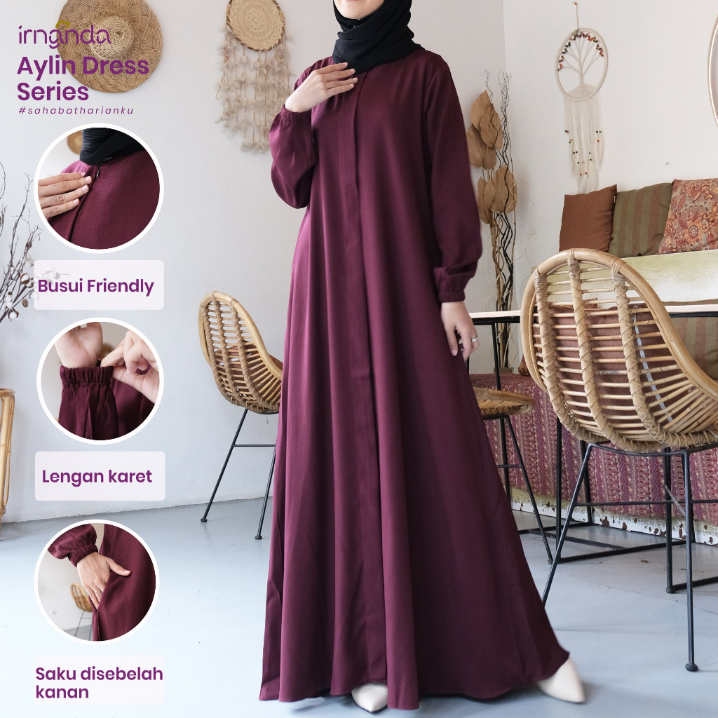 Irnanda X Sheza | Gamis Crinkle Airflow Aylin - Geya - Aufaa - Namira - Quina Dress Premium Polos Wa