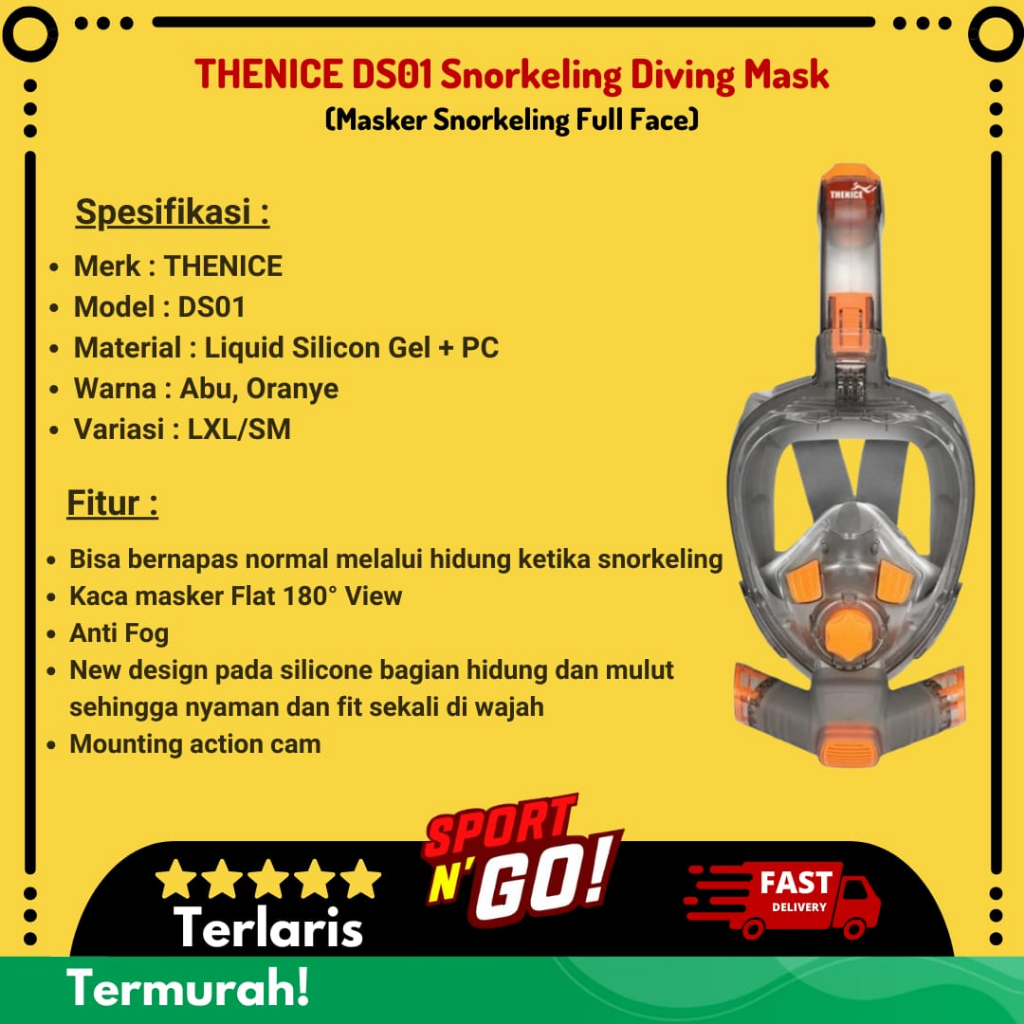THENICE DS01 Snorkeling Diving Mask - Masker Snorkeling Full Face