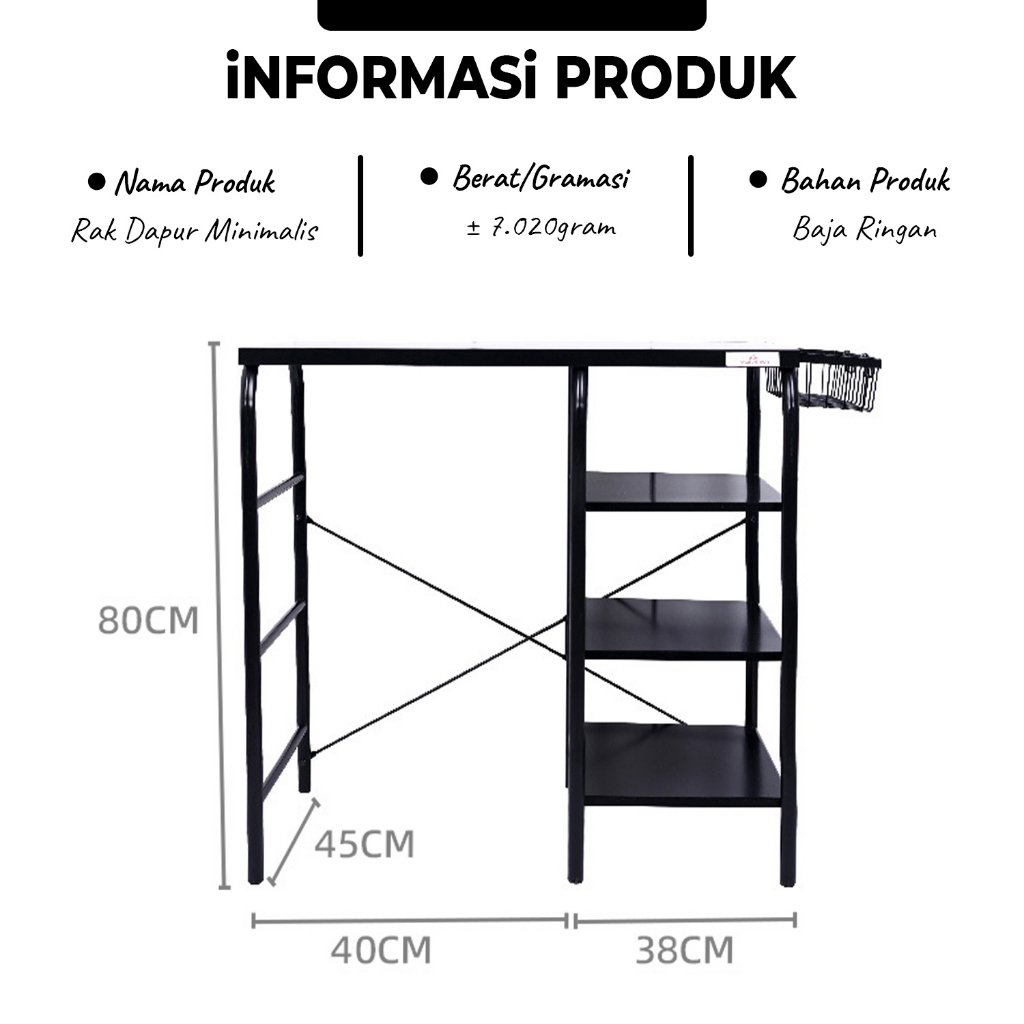 Luxuryparty  Rak Minimalis / Meja Dapur / Meja Kompor/ Meja Racik /Meja Kompor Plus Tempat Tabung Gas