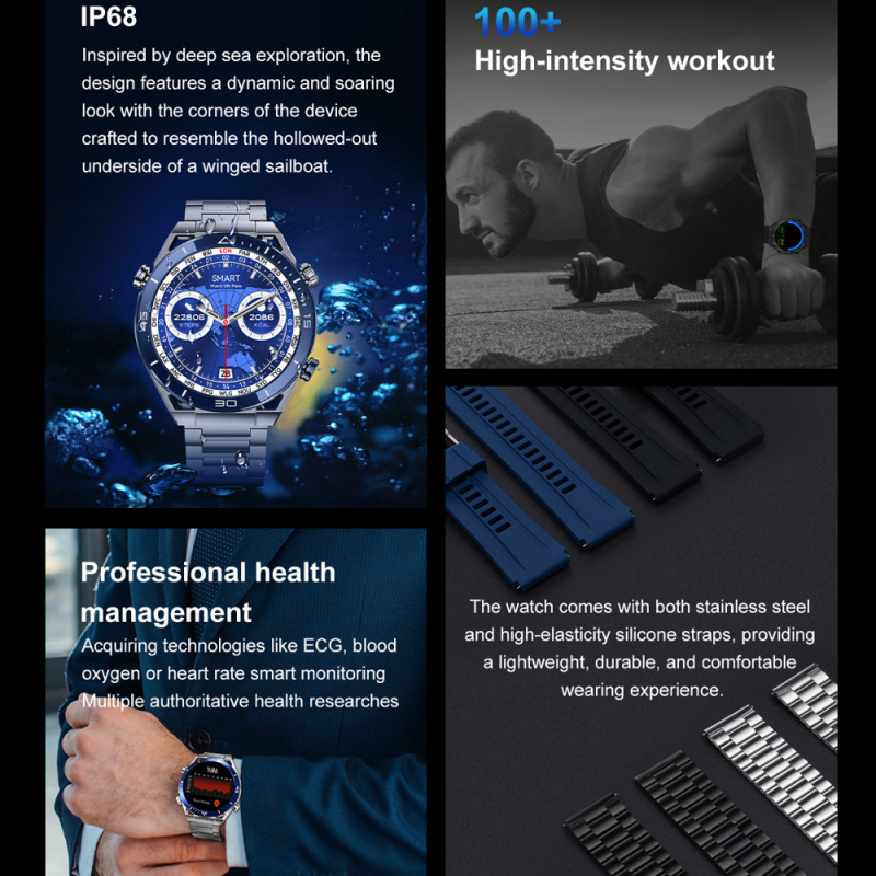 GARANSI✅DT UltraMate Smart Watch Men DTNO.1 SERIES WEAR PRO Wristwatch Bluetooth Call Compass GPS Route Tracking NFC ECG 100+ Sports Mode Smartwatch