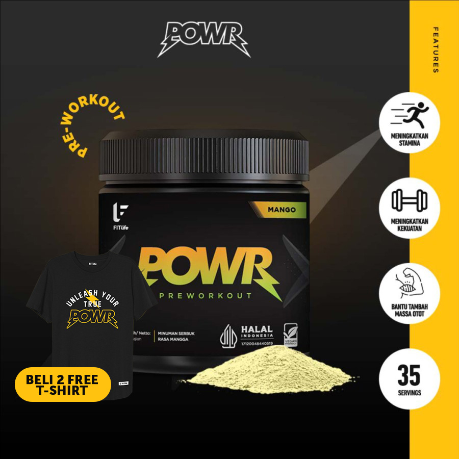 FITLIFE Powr Pre-Workout 175 gram 35 servings - PreWorkout BPOM HALAL