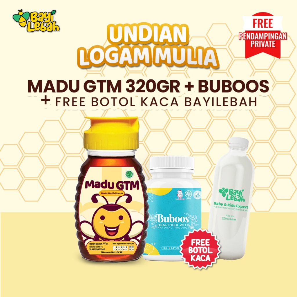 Paket Bundling Madu GTM 320 gr dan Buboos | Madu Bayi Anak | Penambah Nafsu Makan | Pelancar Asi