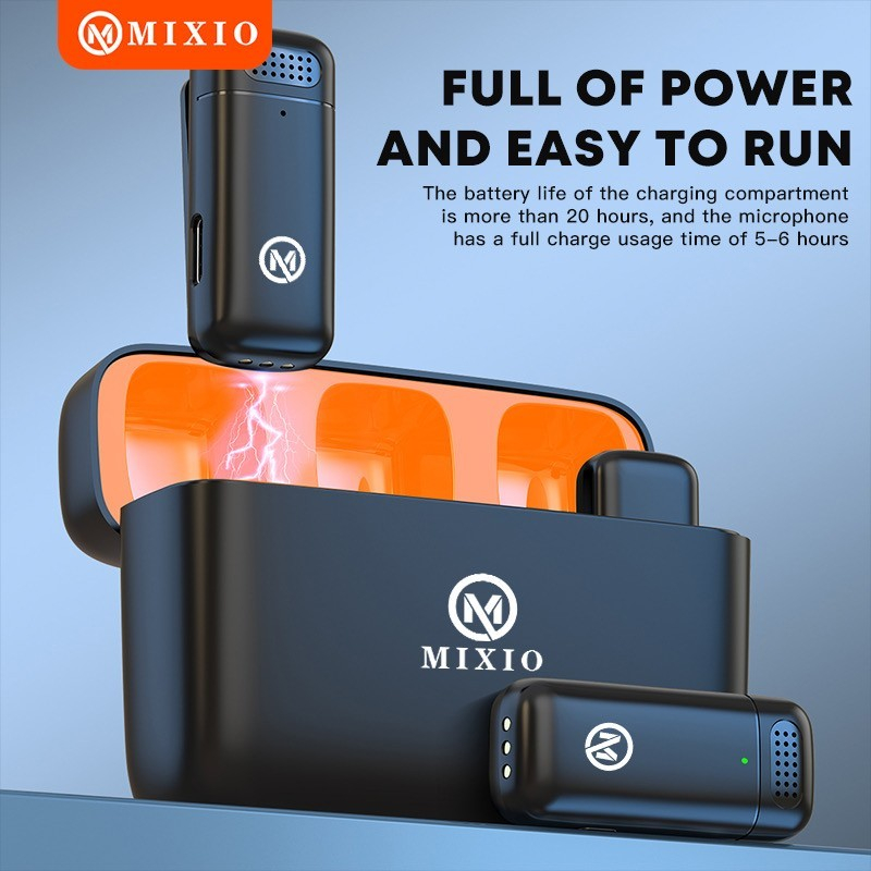 MIXIO W12 Mic Wireless Dual Lavalier Microphone Plug &amp; Play Charging