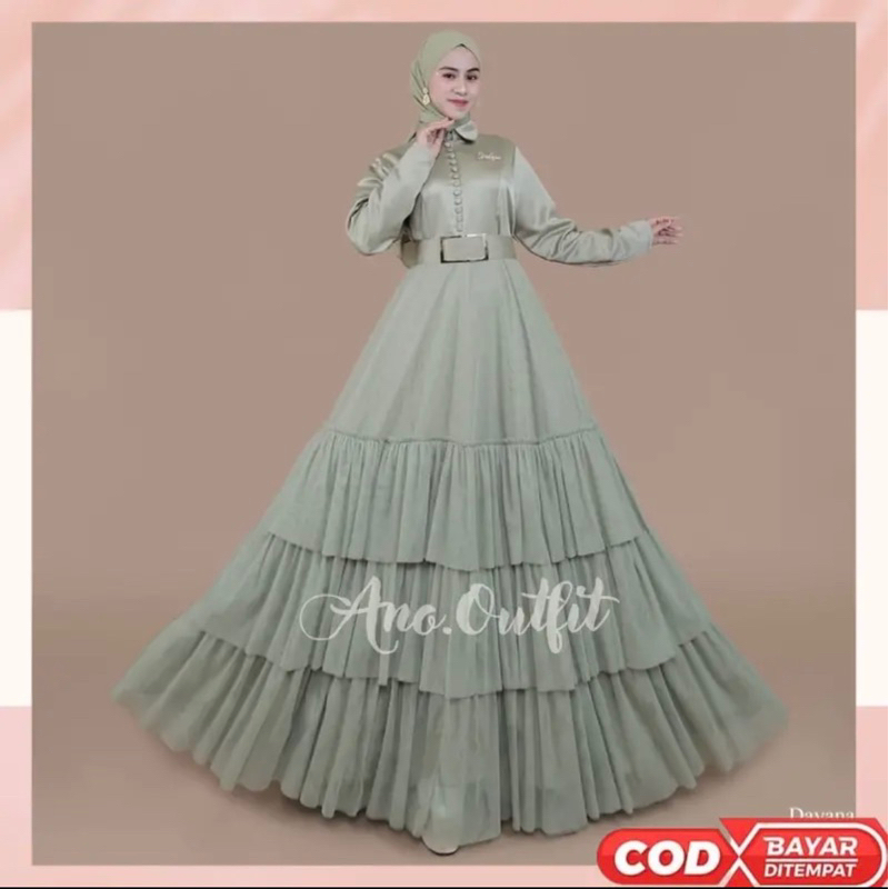 Ano.outfit  DAYANA DRESS GAMIS SATIN TILLE TUTU PREMIUM MISSKAMI | BUSANA MUSLIM WANITA SIMPLE ELEGA
