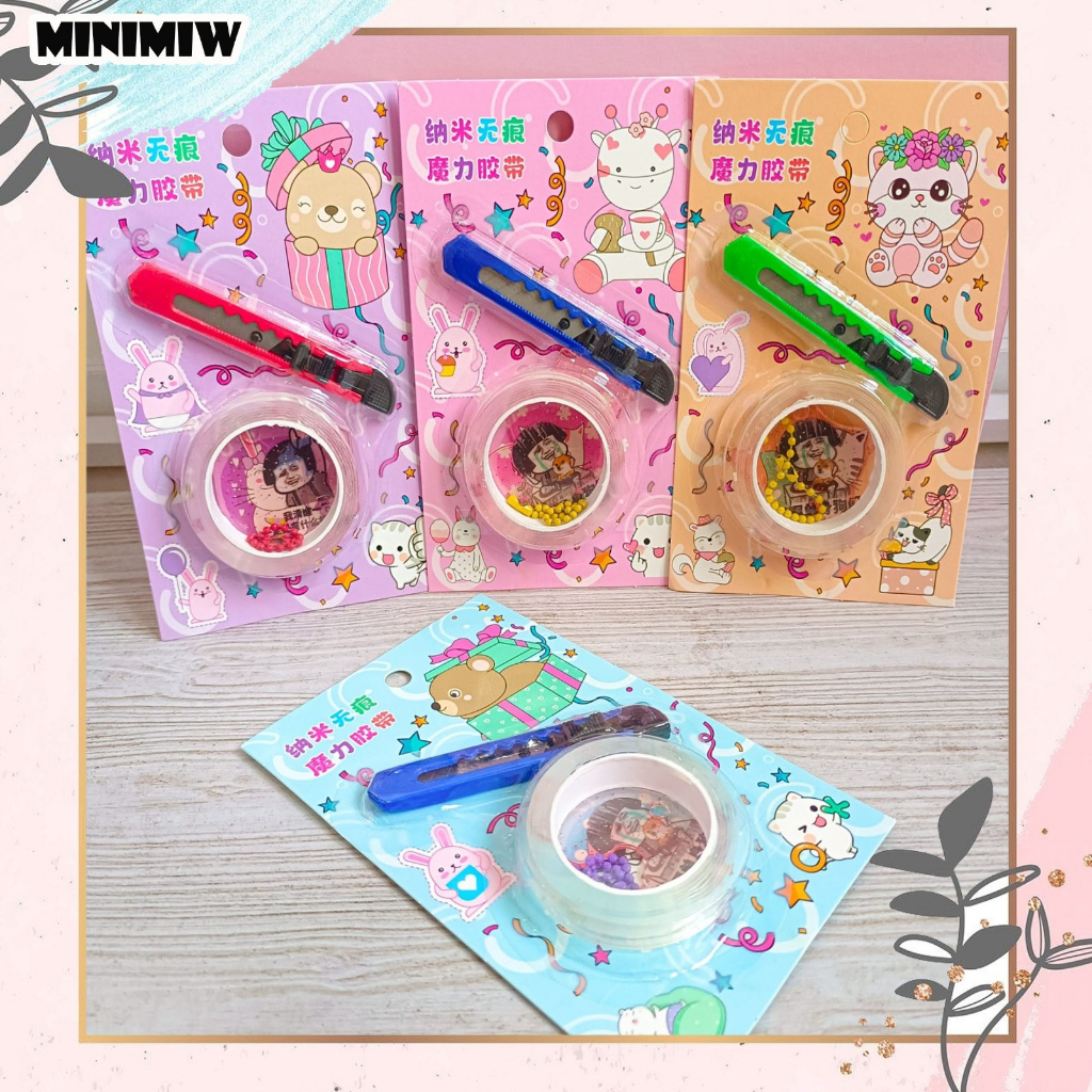 

PAKET DOUBLE TAPE SOLATIP DAN CUTTER BERUANG TEDDY BEAR HEWAN ANIMAL SELOTIP KATER PISAU PEMOTONG KERTAS WARNA BY MINIMIW