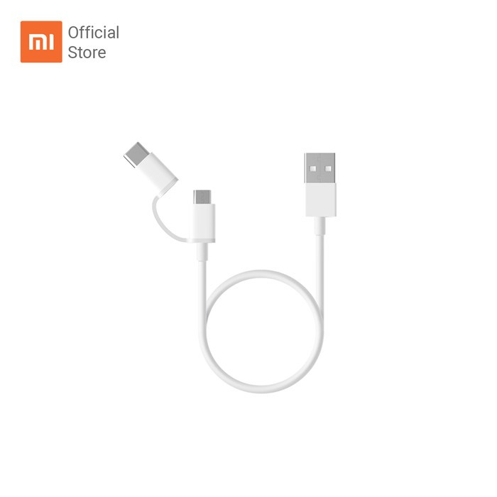 Kabel Power Bank Xiaomi 2 in 1 USB Micro Type C 30 Cm Pendek
