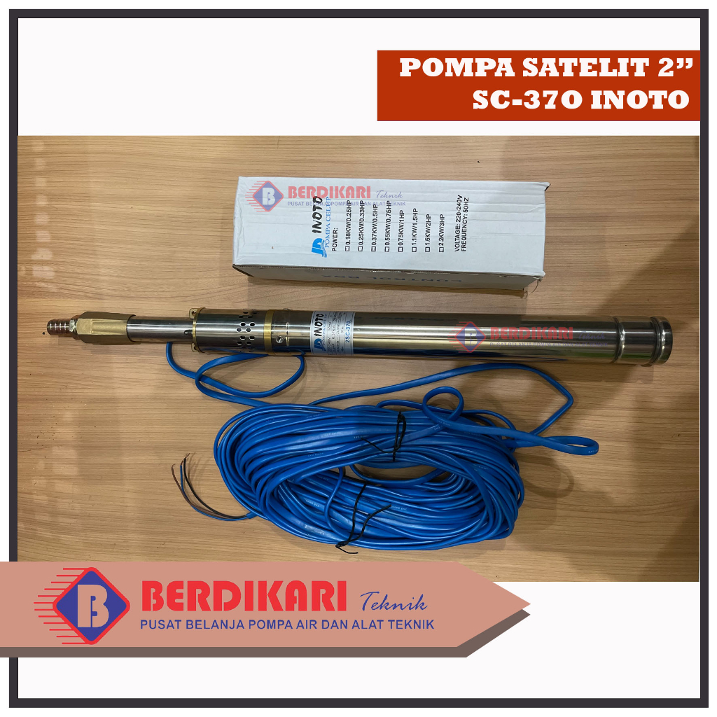 POMPA SATELIT INOTO CELUP SUMERSIBLE 2SC370 0,5 HP BODI 2 inch plus kabel 30m