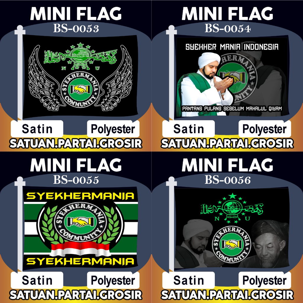 Bendera Syekhermania NU / Cetak Mini Flag Syekhermania Custom Printing / Umbul Umbul Custom Printing