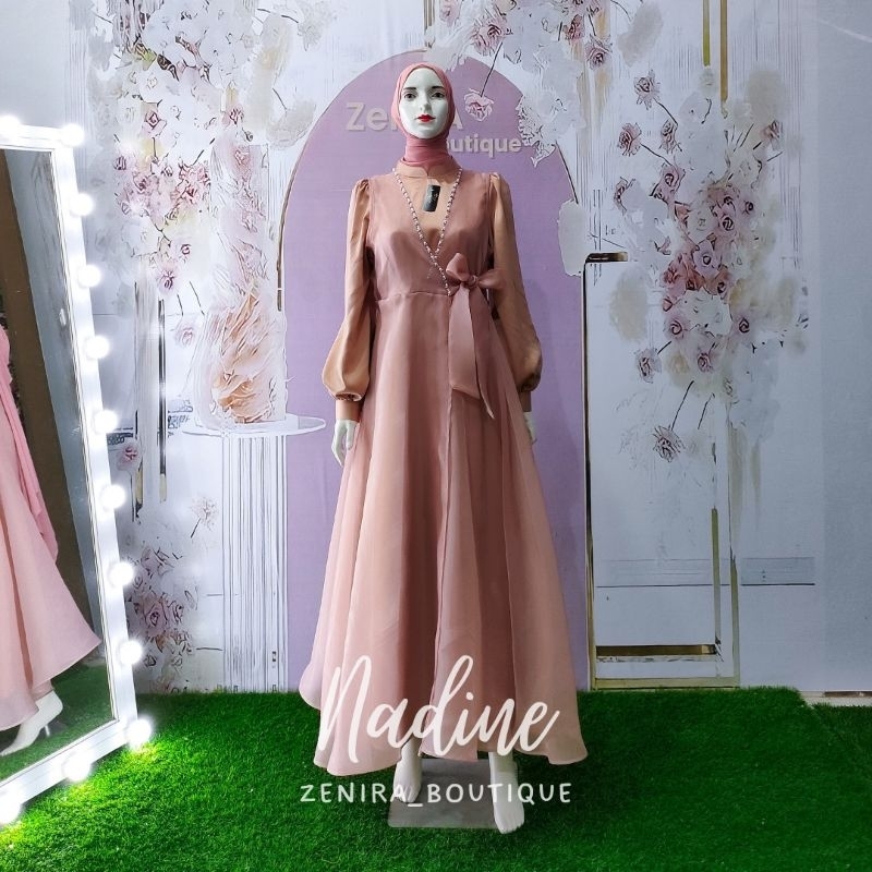 NADINE Baju Pesta Remaja dan Outer Organza berpayet / Dress Kondangan / Lamaran / Braidsmaids murah / Gamis terbaru / wisuda / couple