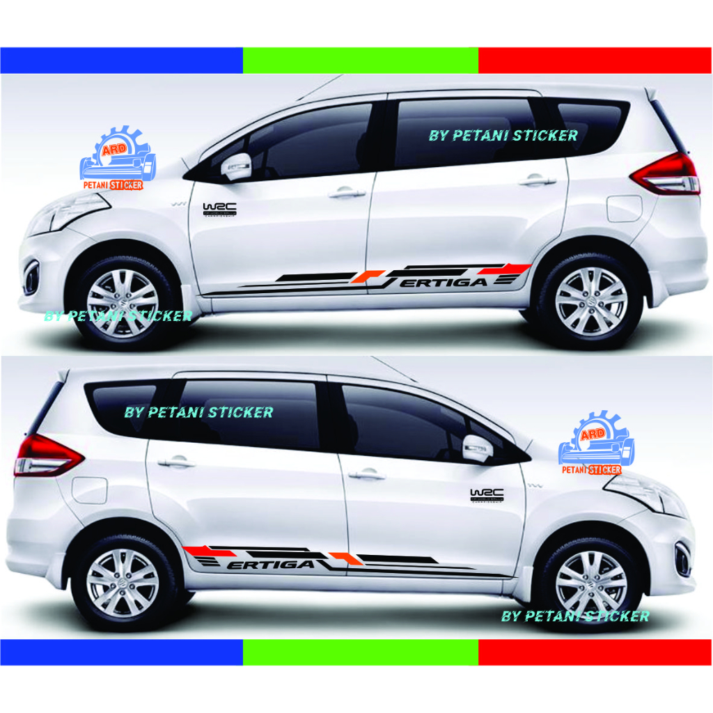 STIKER STICKER MOBIL SUZUKI ERTIGA 3 WARNA BODY SAMPING CUSTOM TEXS CUTTING STIKER