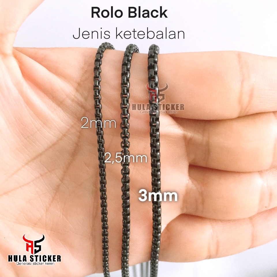 Kalung Rantai Titanium Pria Wanita Premium Anti Karat Rolo Hitam Titanium 316L (TIDAK TERMASUK BANDULAN)