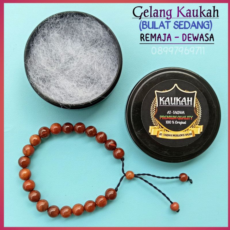 Gelang Kayu Kaukah (BULAT SEDANG+ WADAH) gelang Wanita - Pria kaokah koka kukah kokkah