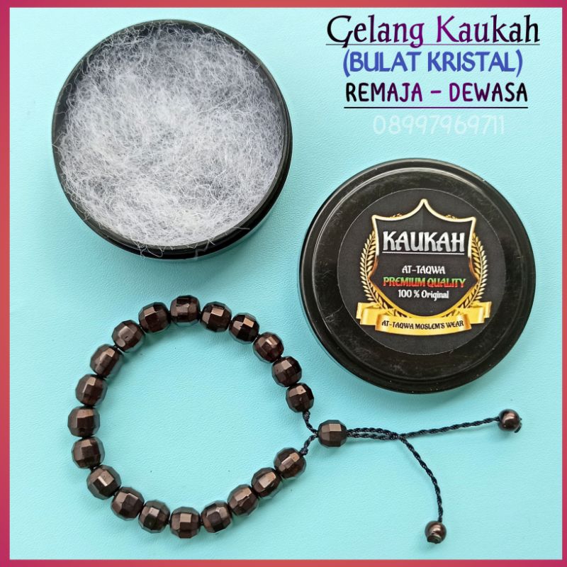 Gelang Kayu Kaukah (BULAT KRISTAL + WADAH) gelang Wanita - Pria kaokah koka kukah kokkah