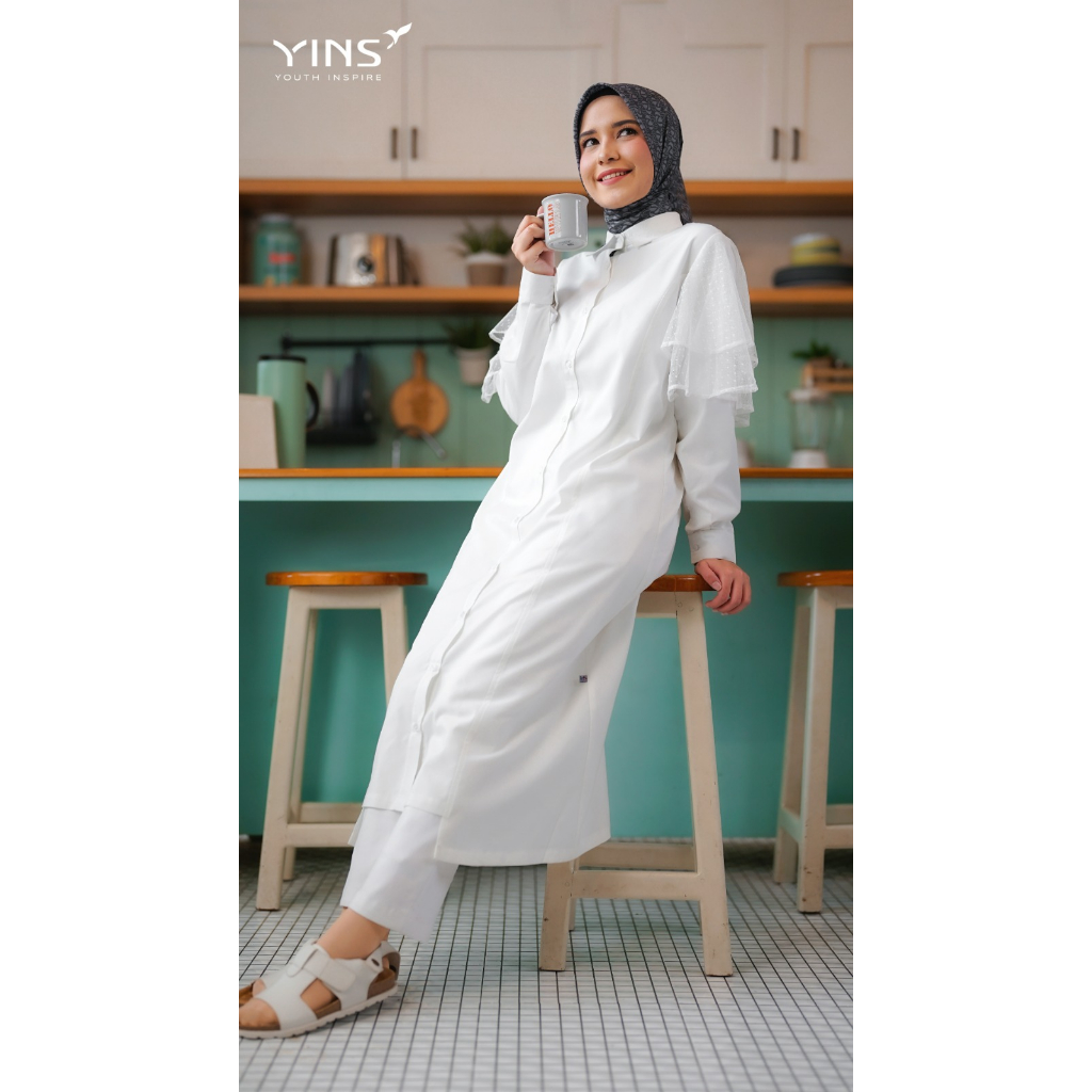 [BISA COD] Inspire Midi Dress IMD 06 Bahan Toyobo mix Tulle Dot Midi Dress Fashion Muslimah Modern by YINS