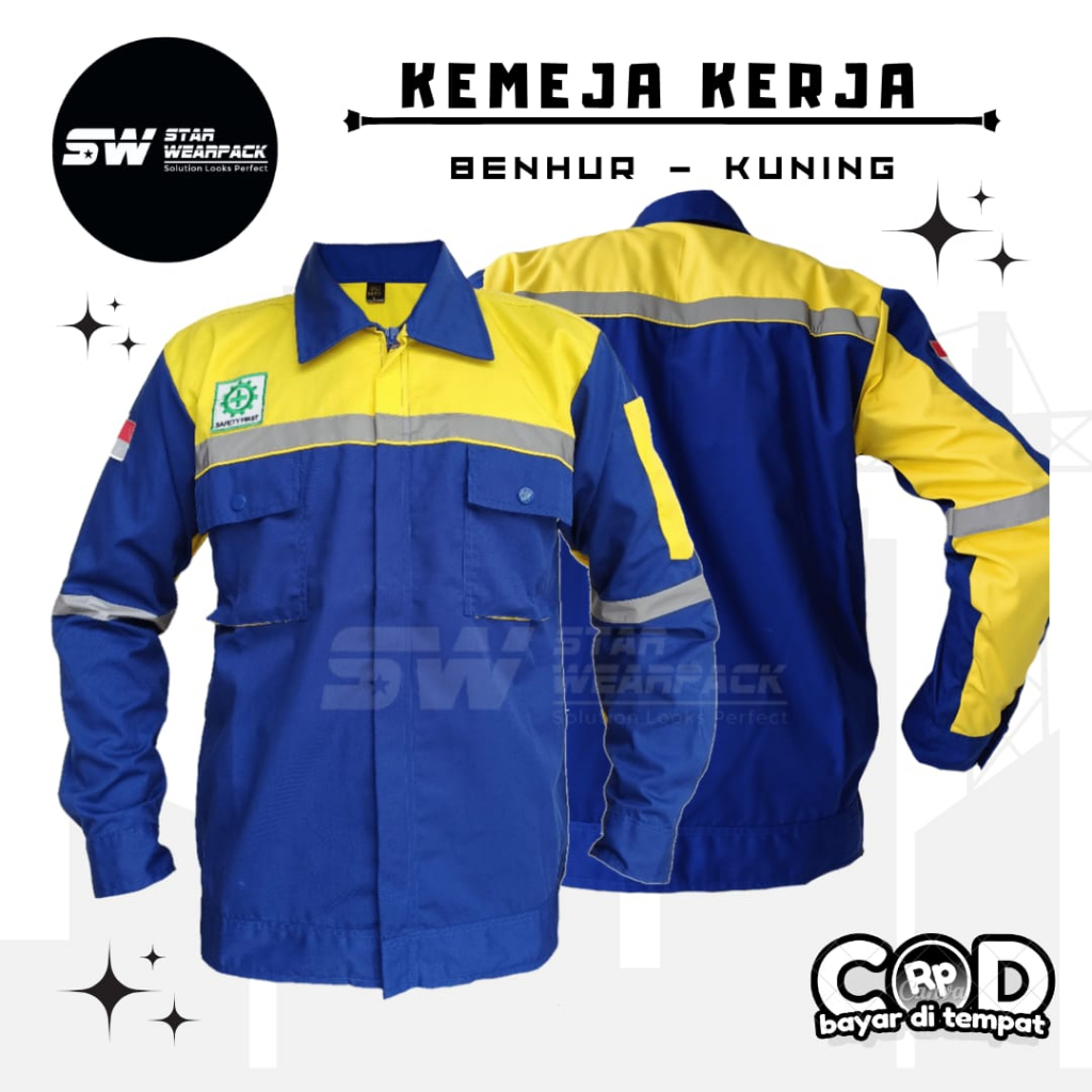 Star Wearpack - Baju Kerja Lapangan Lengan Panjang Warna Benhur Kombinasi Kuning