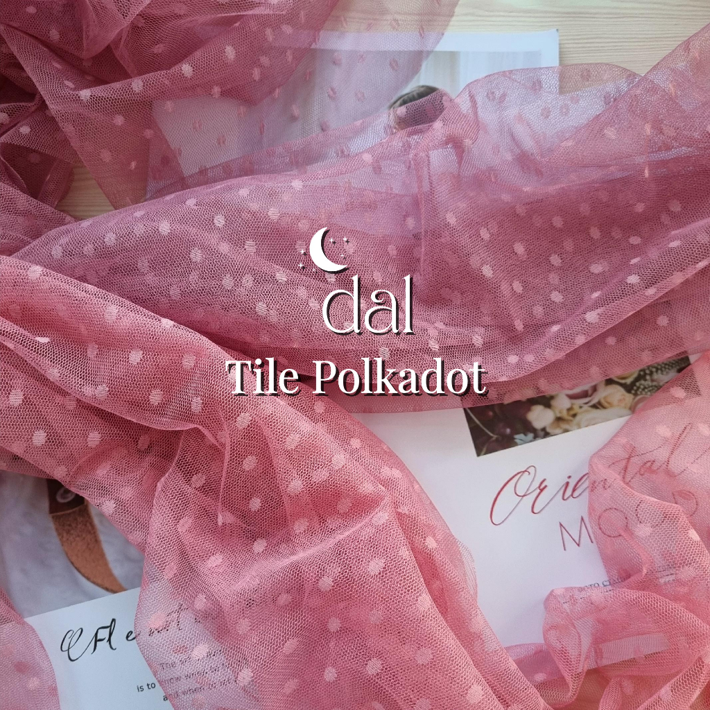 0,5 meter bahan Kain Tile Polkadot Dot tulle Bintik lembut premium dekorasi gaun bridesmaid kebaya