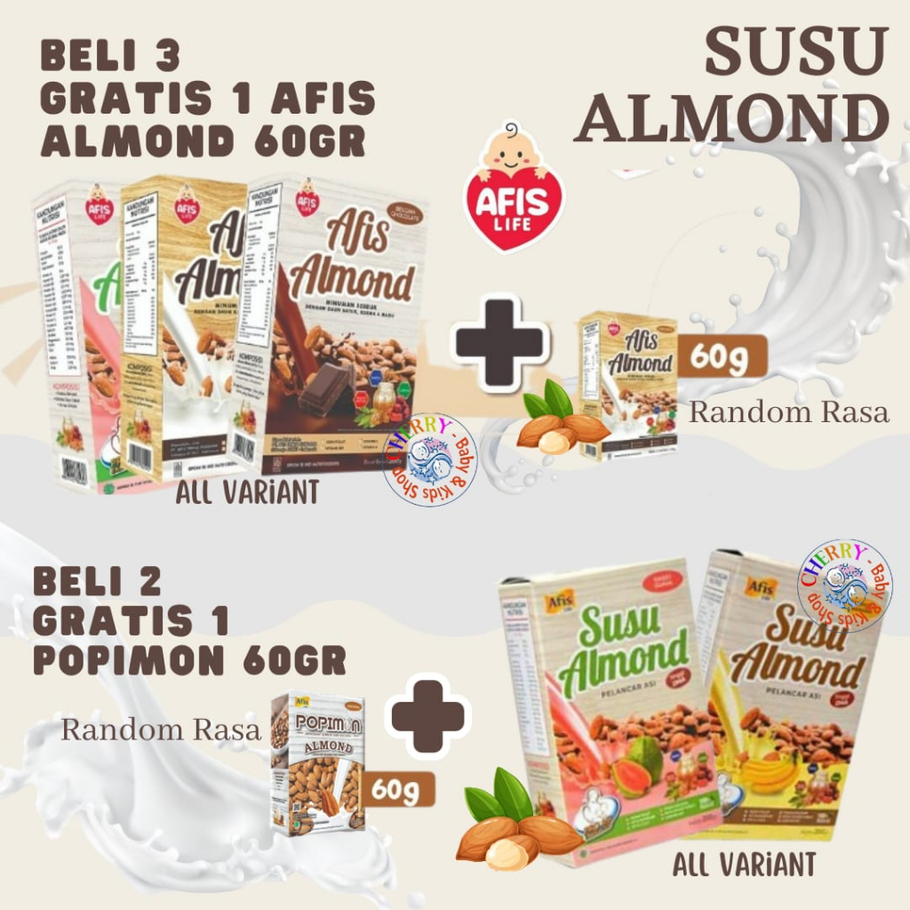 SALE Susu ALMOND Afis NEw Launching Pelancar ASI tinggi DHA isi 200gram CBKS LC